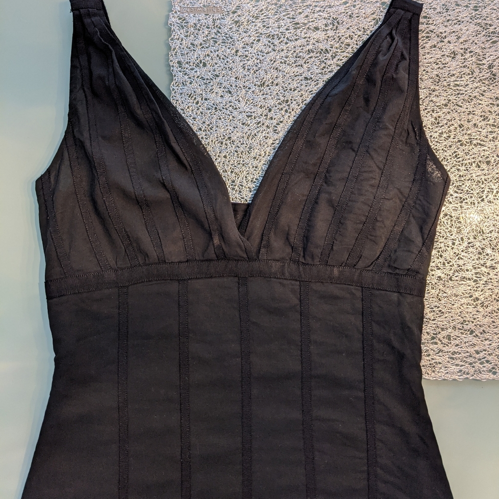 Elie Tahari black cotton Sleeveless camisole with grosgrain decor - Size M